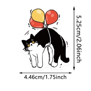 Detailed dimensions of cartoon cow cat sticker measuring 5.25cm by 4.46cm for DIY decor