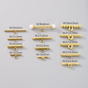 Gold stainless steel OT toggle clasps and pearl connectors in various sizes for DIY jewelry