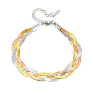 Collana a catena serpente intrecciata a tre toni in acciaio inossidabile da donna