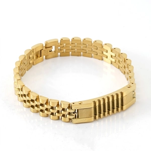 Bracciale Stile Cinturino Orologio In Acciaio Inossidabile Catena Jubilee Chiusura Pieghevole Gioielli Di Moda Per Uomo Placcato Oro