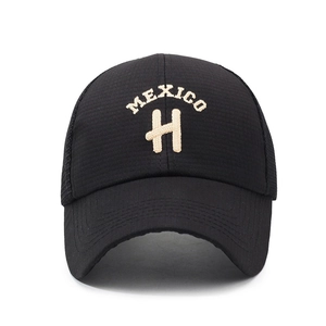 Men's black breathable baseball cap with Mexico embroidery and 3D stitched letter H