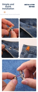 Step-by-step installation method for bear-shaped detachable denim waist buckle pins