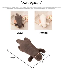 Detailed size measurement of a soft white plush ferret doll with plush texture