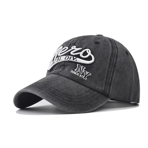 Vintage Washed Cotton Baseball Cap Embroidered Distressed Adjustable Sun Hat Outdoor Unisex