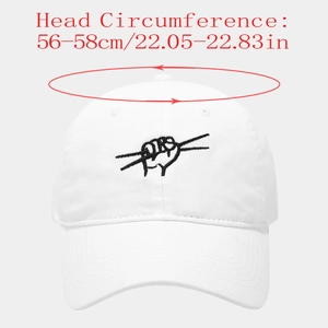 Detailed embroidery of hip hop hand gesture on white cotton washed baseball cap