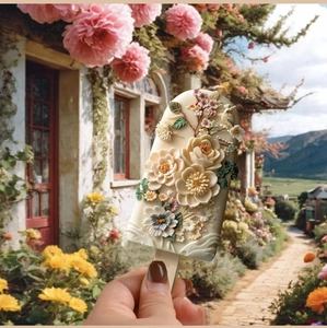 Vista detallada del helado con relieve floral 3D hecho con molde de silicona