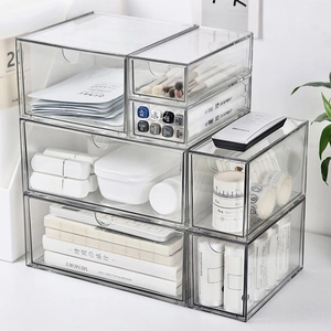 Stapelbare Schreibtisch-Organizer aus klarem Acryl für Kosmetik und Schreibwaren-Schubladen