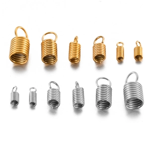 Stainless steel spring cord ends and connectors for jewelry making in gold and silver