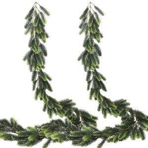180cm artificial frosted Christmas garland with lifelike PE pine needles for outdoor decor