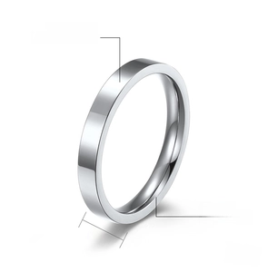 Détail de la bague en acier inoxydable de 3mm avec dimensions et finition polie