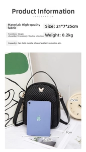 Detalles de mochila acolchada con medidas 21x7x25cm y capacidad para cosméticos