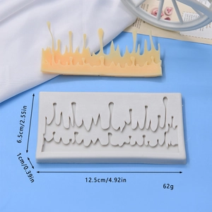 Rectangular silicone drip edge mold for DIY cake decorating with fluid texture