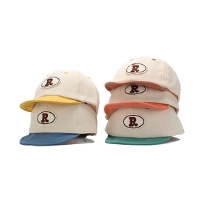 Casquette de Baseball en Coton pour Bébé Lettre R Mignonne Patchwork Couleur Réglable Chapeau pour Nourrissons Printemps Automne