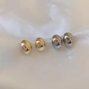 Minimalist Bean Stud Earrings Gold Plated Brass With 925 Sterling Silver Earring Post Small French Style For Women