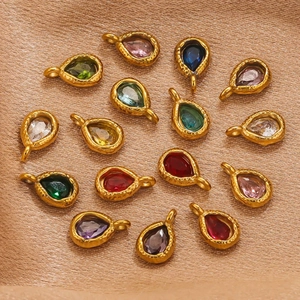 Colorful teardrop crystal pendants in gold settings for DIY necklace and jewelry making