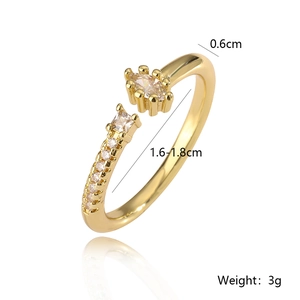 Detail of adjustable gold-plated ring with marquise and pavé cubic zirconia accents