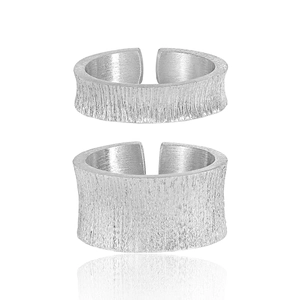 Minimalist 925 Sterling Silver Open Band Ring Brushed Frosted Texture Adjustable Personalized Finger Jewelry For Women