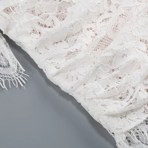 Gros plan détaillé de dentelle blanche à cils avec des motifs complexes de crochet