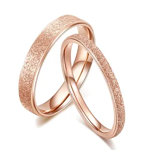 Bague Mate En Acier Au Titane Minimaliste Or Rose Argent Sablé Anneau Intérieur Poli Bijoux Pour Femmes Hommes