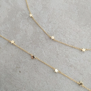 S925 sterling silver gold star necklace featuring bohemian sequin pentagram pendants