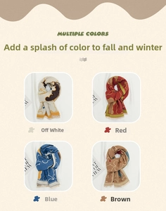 Detailed view of winter geometric printed scarves with fringe edges in four colors