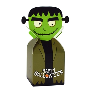 Cartoon Frankenstein monster Halloween candy box with Happy Halloween text for party gifts