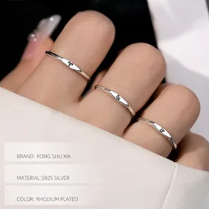 Minimalist S925 sterling silver zodiac constellation open rings for women set