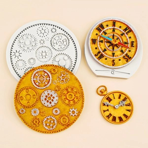 Stampi in silicone con ingranaggi e bussola per decorazioni torte in stile industriale