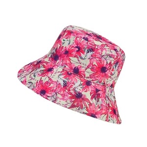 Double-sided sun flower floral bucket hat for women outdoor sun protection