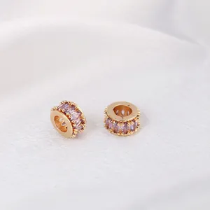 14K gold filled spacer beads with marquise purple zircon for DIY jewelry making