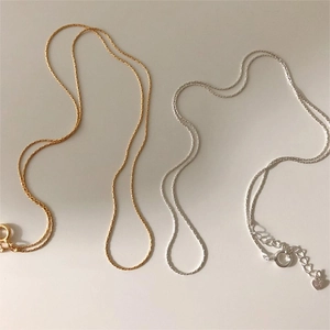 925 Sterling Silver Chain Necklace For Women Minimalist Korean Ins Style Simple Fine Bamboo Link Jewelry