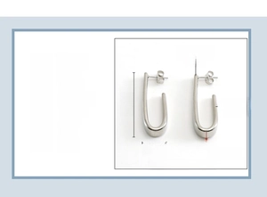 Diagramme technique détaillé de boucles d'oreilles en acier inoxydable avec placage or 18K