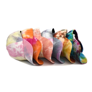 Unisex colorful tie-dye baseball caps with curved brim in various pastel color palettes