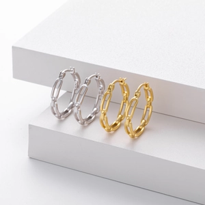 Elegant S925 sterling silver hollow chain hoop earrings in gold and silver finishes