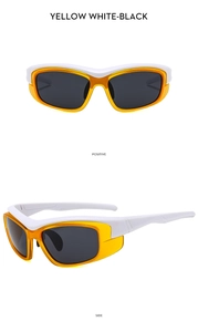Y2K sporty sunglasses featuring detachable yellow and black frames with side and front view
