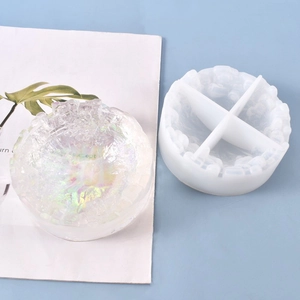 Top view of mountain resin mold with a translucent silicone tray and finished bowl