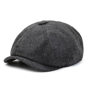 Vintage British Style Herringbone Newsboy Cap For Men Classic 8 Panel Beret Hat Summer Spring Sunshade Peaked Cap For Elderly