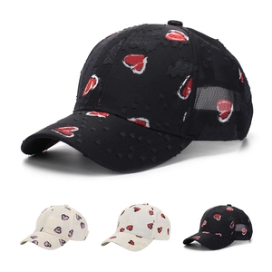 Baseball Cap Heart Print Distressed Polyester Breathable Sun Protection Outdoor Casual Streetwear Hat For Men Women