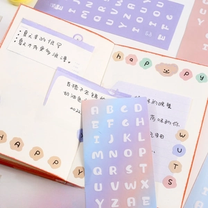 Pastel gradient alphabet stickers for DIY scrapbooking and creative notebook decoration