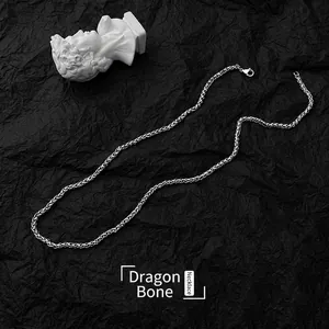 Chain Necklace Titanium Steel Dragon Bone Braided Design Polished Non-Fading Hip Hop Punk Fashion Jewelry For Men