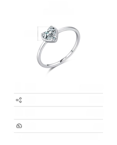 Detailed macro view of S925 sterling silver heart-shaped ring with 0.6cm zircon stone