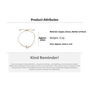Details des Mond und Stern Armbands mit 18k Vergoldung Zirkonia und Perlmutt