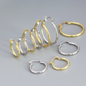 Minimalist 925 Sterling Silver Hoop Earrings Smooth High Polish Geometric Circle Ear Buckle For Women