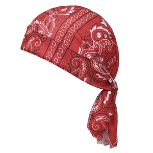 Red paisley durag headwrap with extra long ties for men and women street style