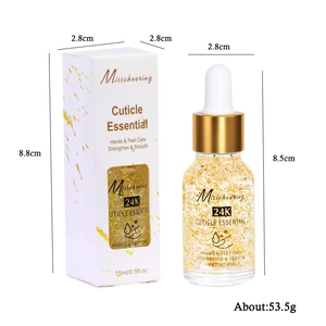 Huile cuticule aux feuilles d'or 24K 15ml pour soin des ongles avec flacon compte-gouttes