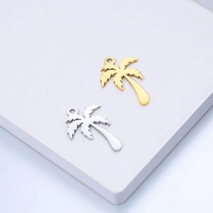 Mirror polished stainless steel coconut tree pendants in gold and silver finishes