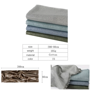 Detailed size chart and material specs for the long solid color cotton shawl scarf
