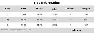 Größentabelle für rückenfreies Spitzenkleid mit Maßen für Brust, Taille und Hüfte