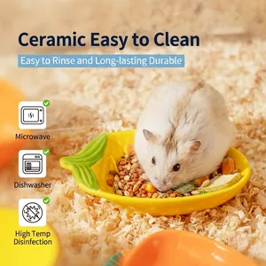 Hamster-Keramiknapf in Maisform mit Futter, glänzend gelbe Oberfläche für Nager