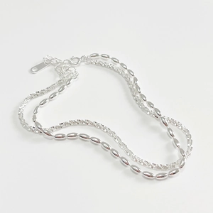Elegant double-layered S925 sterling silver chain bracelet with adjustable lobster clasp